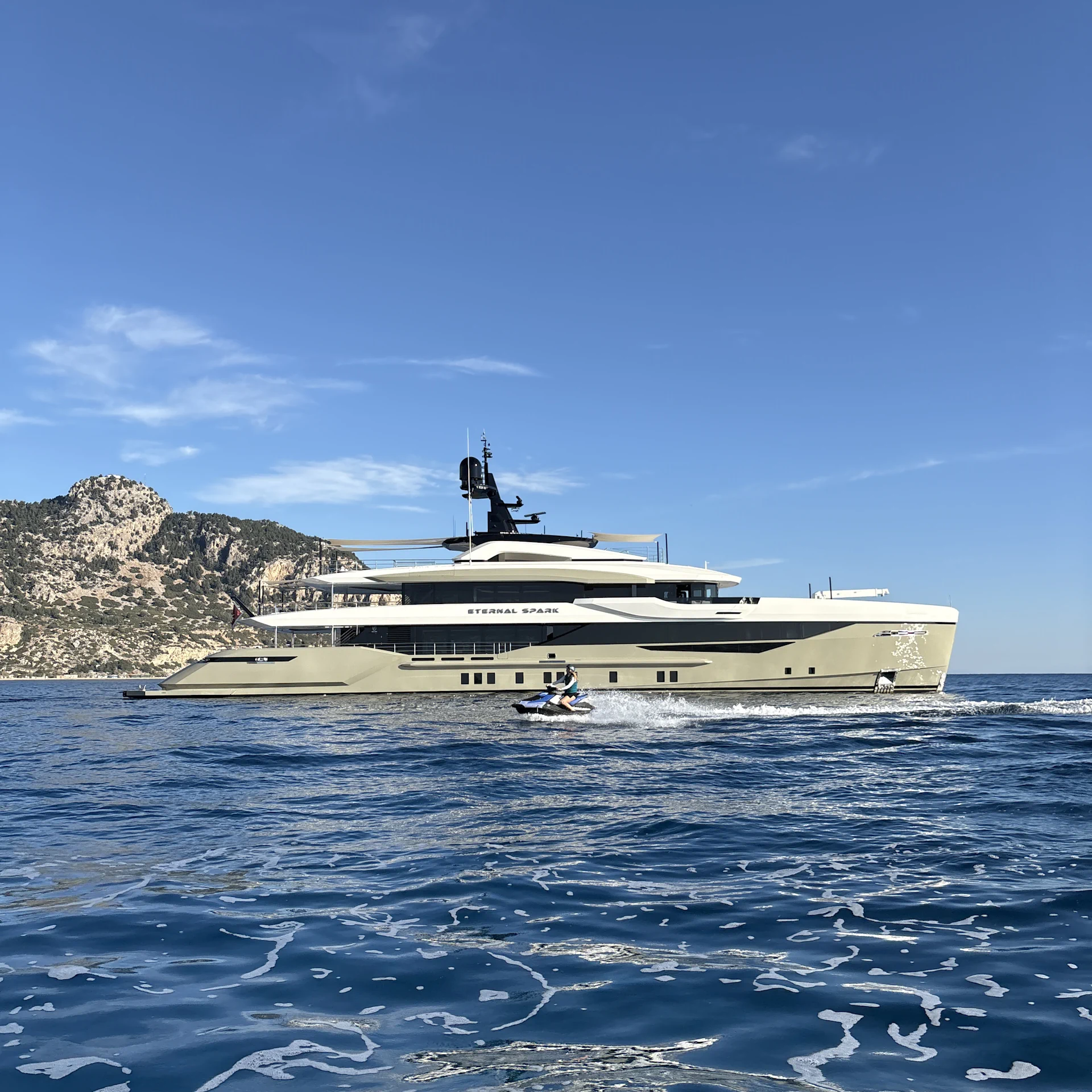 eternal spark yacht shot from a tender