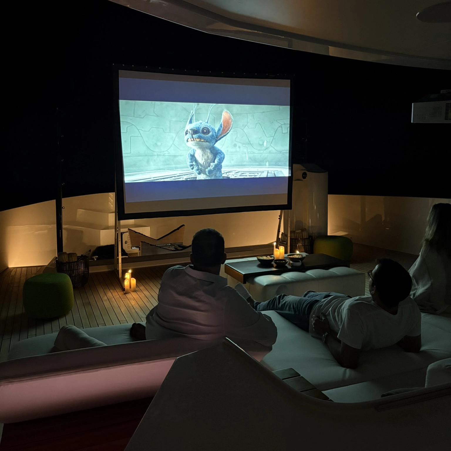 watching a movie on the outdoor cinema