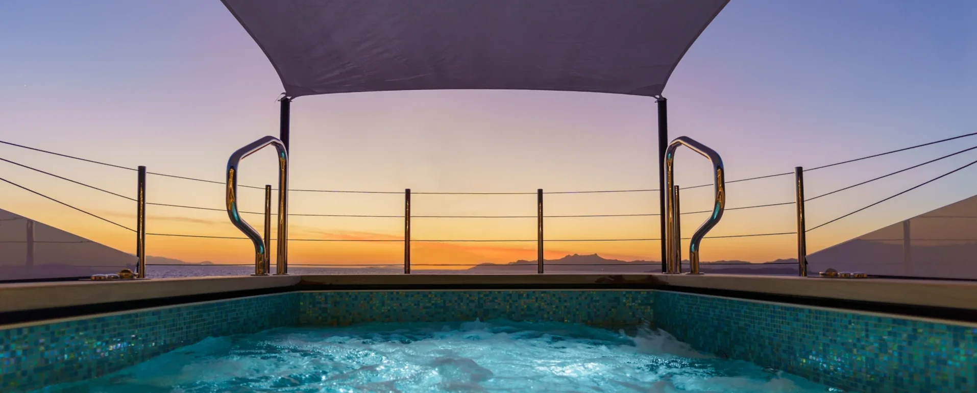 eternal spark view from jacuzzi at sunset