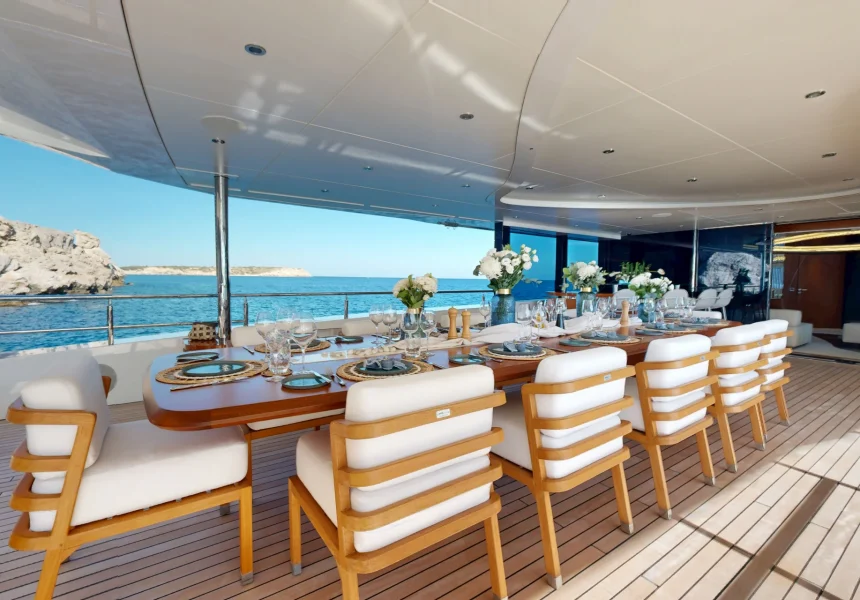 eternal spark yacht bridge deck dining area