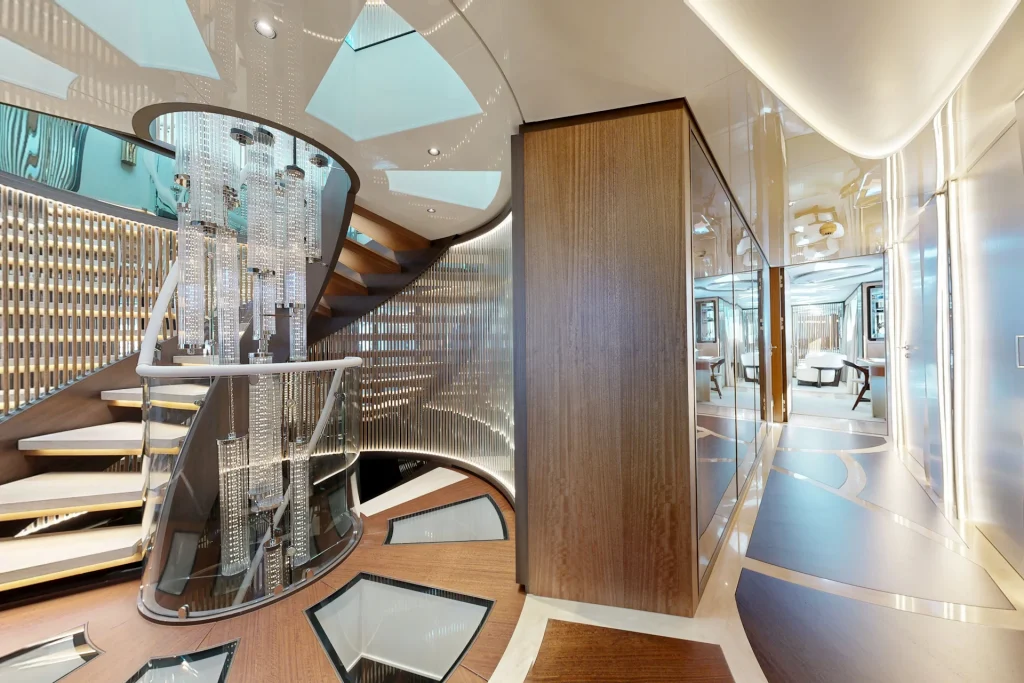 eternal spark yacht main deck lobby view to master suite