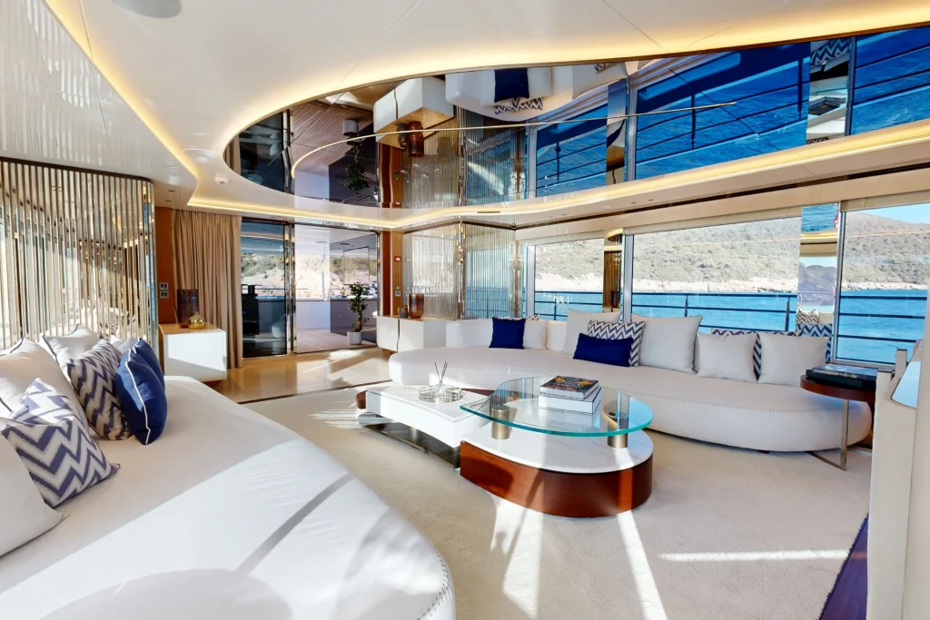 eternal spark yacht main salon looking aft