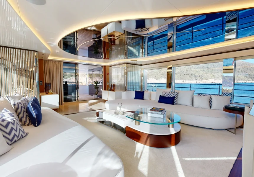eternal spark yacht main salon looking aft