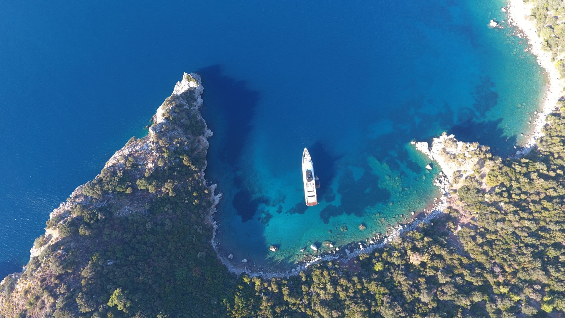 Eternal Spark yacht at anchor secluded bay